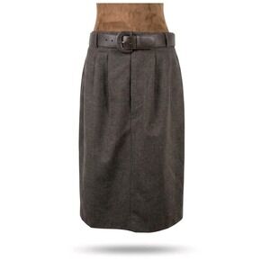 Christy Girl Vintage 90s Pencil Skirt Womens 14 Belted Gray Taupe Office Career